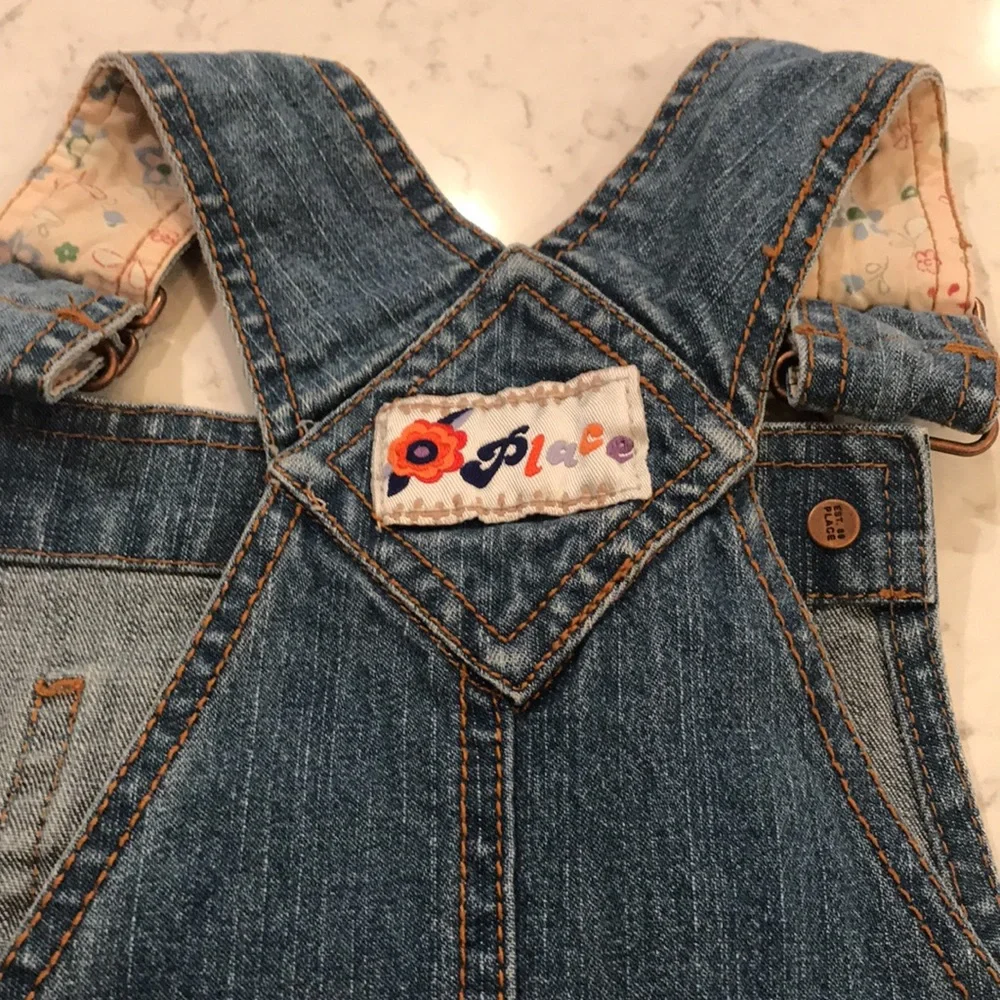 Denim Overall Dress Blue Butterfly Embroidered Jumper